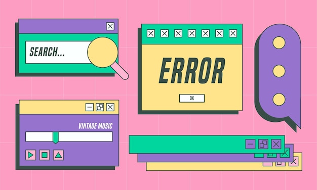 Elemento de ventanas de computadora retro vectorial libre