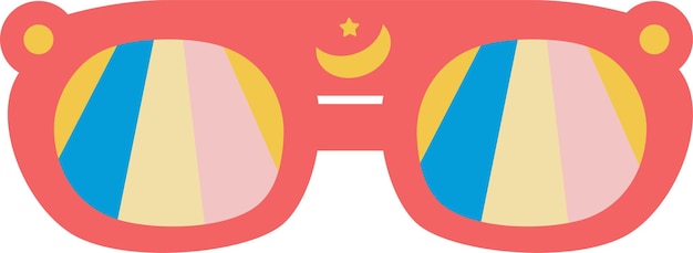 Elemento de viaje de verano diversión en la playa ilustración de gafas de sol coloridas icono plano