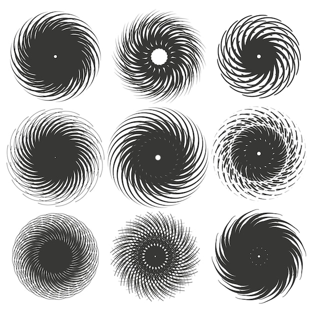 Elemento de voluta de remolino en espiral Efecto de torbellino de remolino Líneas radiales circulares con rotación