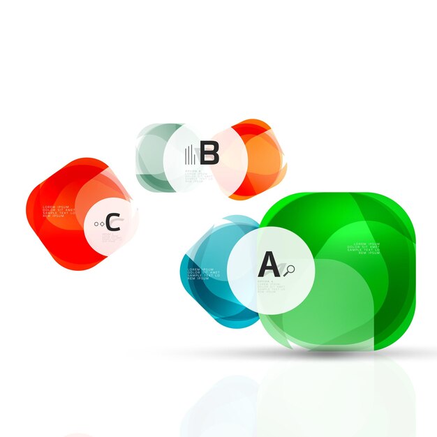 Elementos abstractos brillantes Fondo de plantilla vectorial para opciones de número de diagrama de diseño de flujo de trabajo de impresión o banner de diseño web