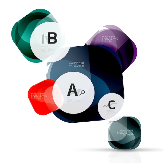 Elementos abstractos brillantes Template de fondo vectorial para el diseño de diagrama de flujo de trabajo de impresión Opciones de número o banner de diseño web