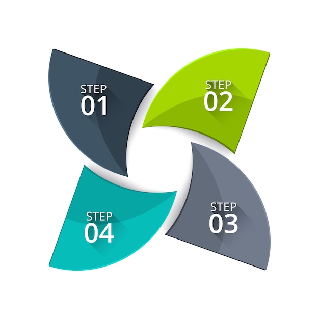 Elementos abstractos del diagrama de ciclo con 4 pasos u opciones. concepto creativo para infografía.