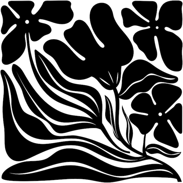 Elementos abstractos florales Composición botánica en blanco y negro Estilo minimalista moderno y de moda