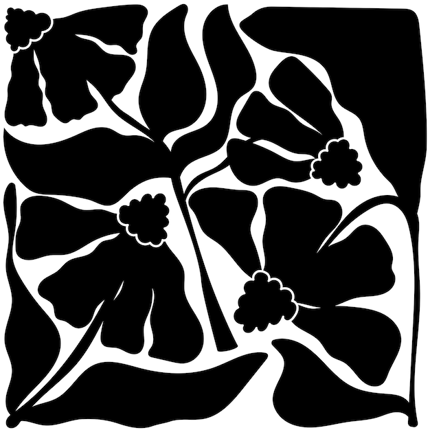 Elementos abstractos florales Composición botánica en blanco y negro Estilo minimalista moderno y de moda