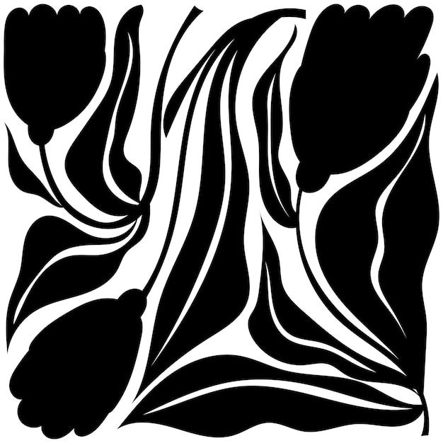 Elementos abstractos florales Composición botánica en blanco y negro Estilo minimalista moderno y de moda