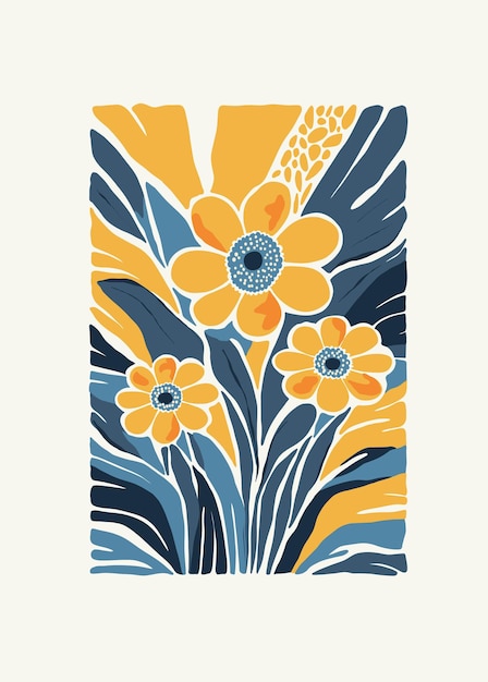Elementos abstractos florales Composición botánica Estilo minimalista moderno y de moda de Matisse Cartel floral
