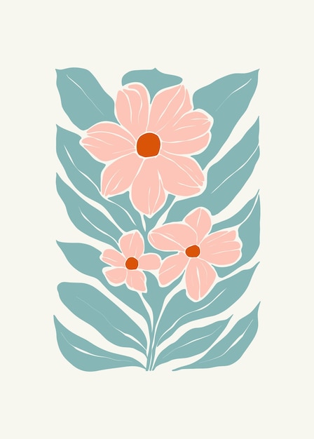 Elementos abstractos florales Composición botánica Estilo minimalista moderno y de moda de Matisse Cartel floral