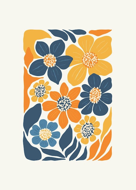 Elementos abstractos florales Composición botánica Estilo minimalista moderno y de moda de Matisse Cartel floral