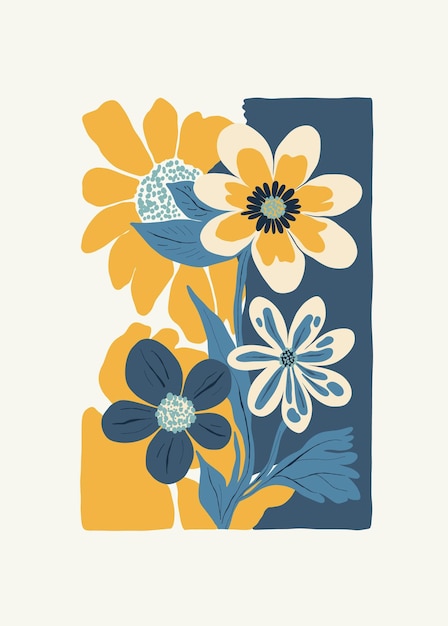 Elementos abstractos florales Composición botánica Estilo minimalista moderno y de moda de Matisse Cartel floral