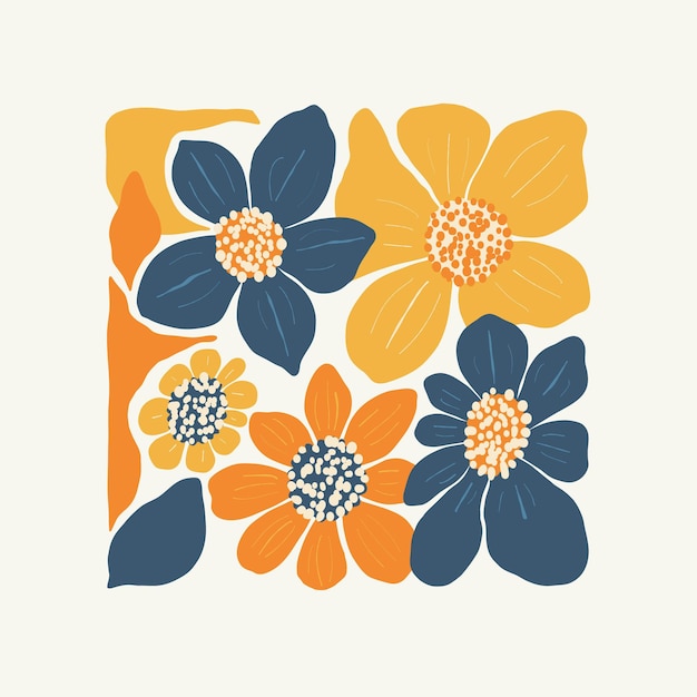 Elementos abstractos florales Composición botánica Estilo minimalista moderno y de moda de Matisse Cartel floral