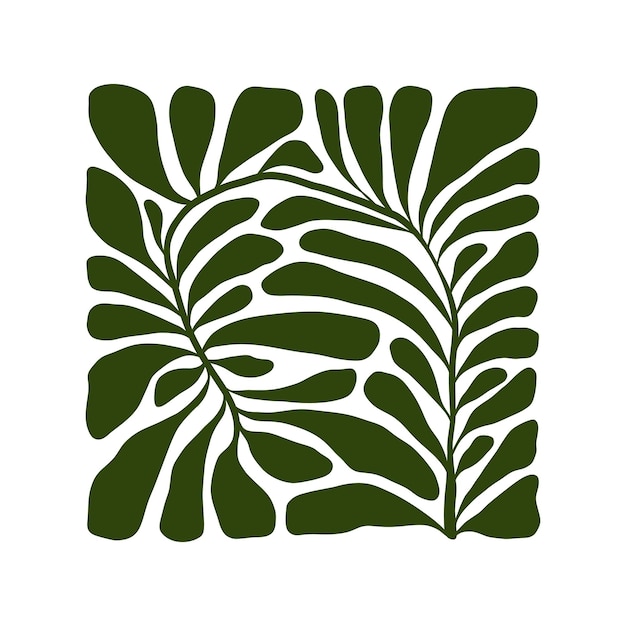 Elementos abstractos florales Composición botánica Estilo minimalista moderno y de moda de Matisse Cartel floral