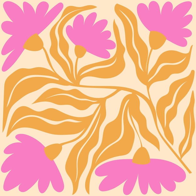 Elementos abstractos florales Composición botánica Estilo minimalista moderno y de moda de Matisse Cartel floral