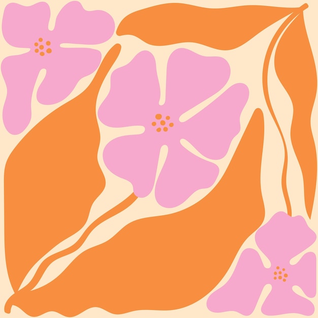 Elementos abstractos florales Composición botánica Estilo minimalista moderno y de moda de Matisse Cartel floral