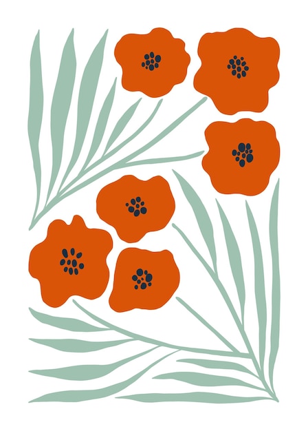 Elementos abstractos florales Composición botánica Moderno estilo minimalista Matisse