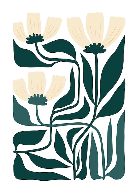 Elementos abstractos florales Composición botánica Moderno estilo minimalista Matisse