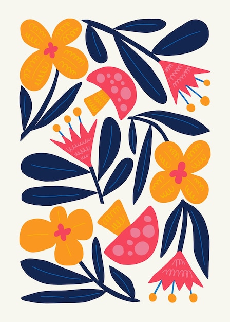 Elementos abstractos florales Composición botánica Moderno estilo minimalista Matisse