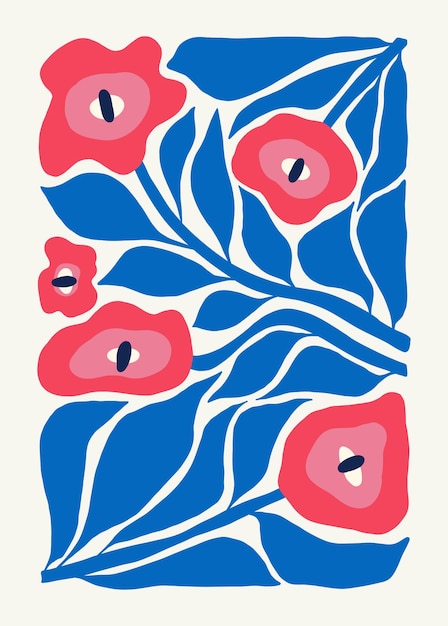Elementos abstractos florales Composición botánica Moderno estilo minimalista Matisse