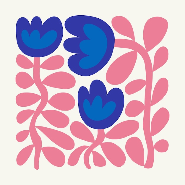 Elementos abstractos florales Composición botánica Moderno estilo minimalista Matisse
