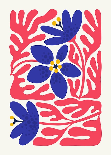 Elementos abstractos florales Composición botánica Moderno estilo minimalista Matisse
