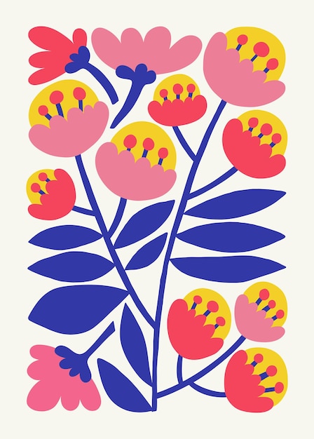 Elementos abstractos florales Composición botánica Moderno estilo minimalista Matisse
