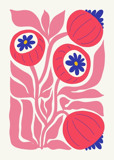 Elementos abstractos florales Composición botánica Moderno estilo minimalista Matisse
