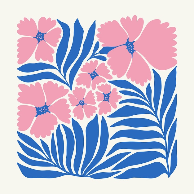 Elementos abstractos florales composición botánica tropical estilo minimalista moderno y de moda de Matisse