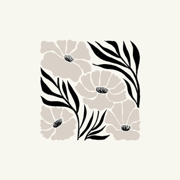 Elementos abstractos florales oscuros Composición botánica Estilo minimalista moderno y de moda