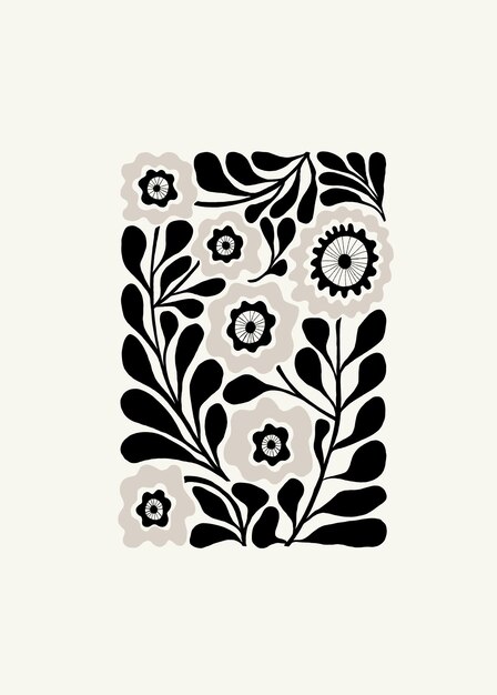 Elementos abstractos florales oscuros Composición botánica Estilo minimalista moderno y de moda