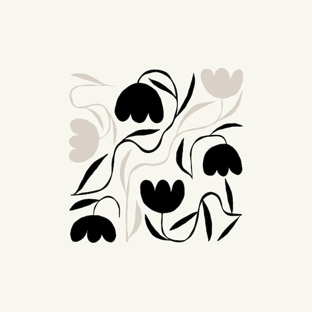 Elementos abstractos florales oscuros Composición botánica Estilo minimalista moderno y de moda