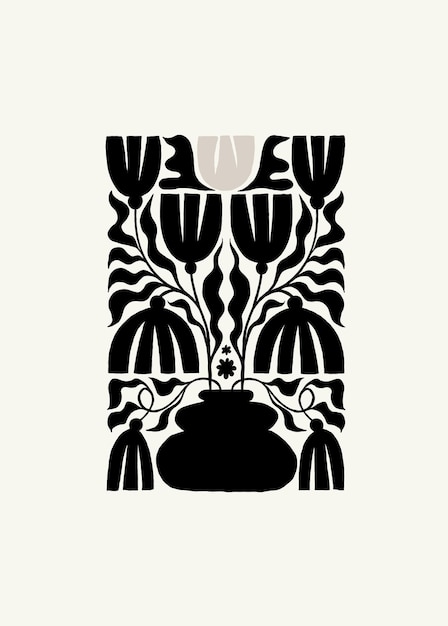 Elementos abstractos florales oscuros Composición botánica Estilo minimalista moderno y de moda
