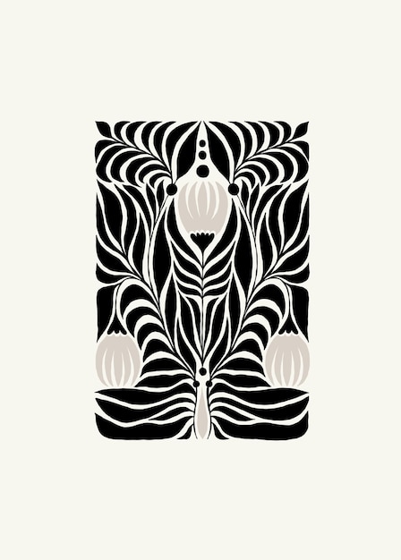 Elementos abstractos florales oscuros Composición botánica Estilo minimalista moderno y de moda