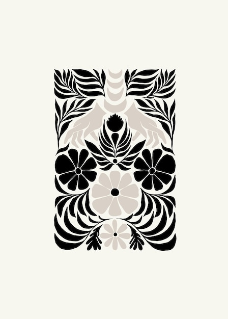 Elementos abstractos florales oscuros Composición botánica Estilo minimalista moderno y de moda