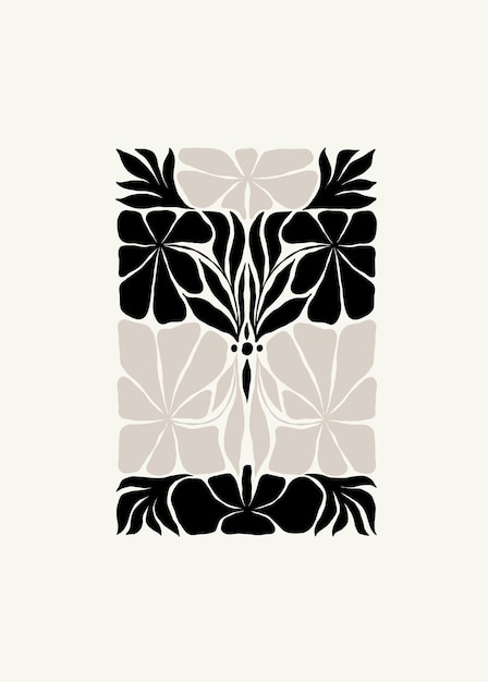 Elementos abstractos florales oscuros Composición botánica Estilo minimalista moderno y de moda