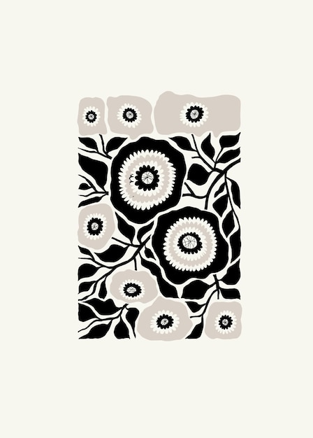 Elementos abstractos florales oscuros Composición botánica Estilo minimalista moderno y de moda