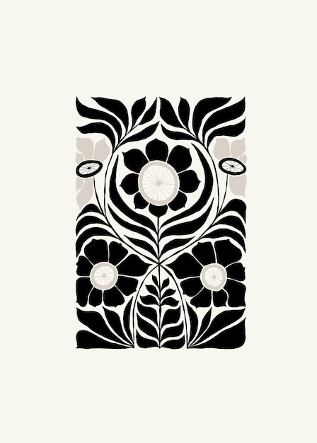 Elementos abstractos florales oscuros Composición botánica Estilo minimalista moderno y de moda