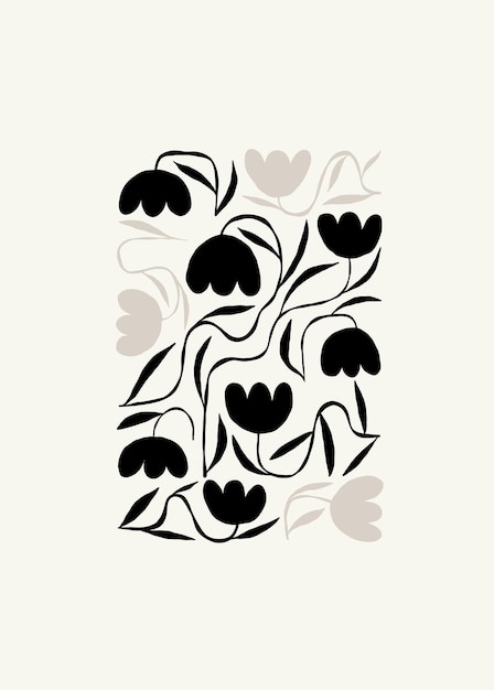 Elementos abstractos florales oscuros Composición botánica Estilo minimalista moderno y de moda