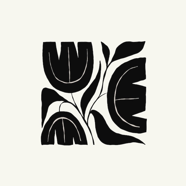 Elementos abstractos florales oscuros Composición botánica Estilo minimalista moderno y de moda