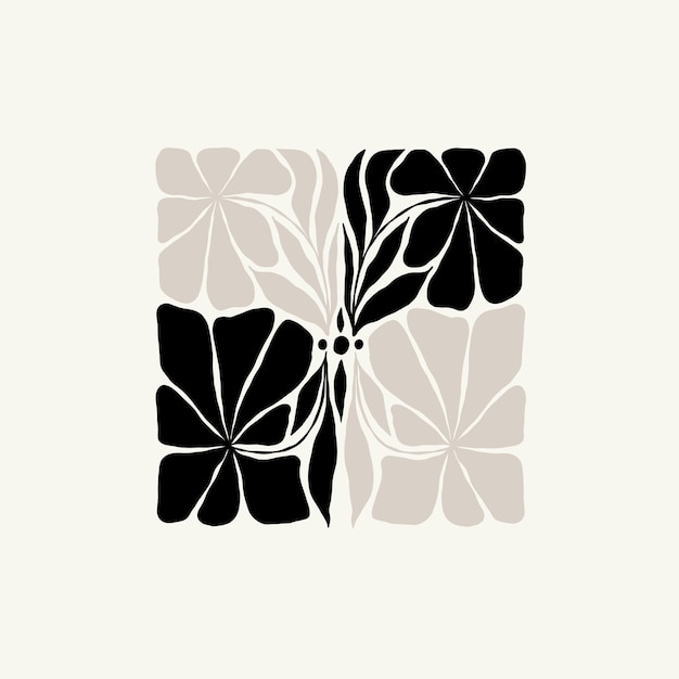 Elementos abstractos florales oscuros Composición botánica Estilo minimalista moderno y de moda