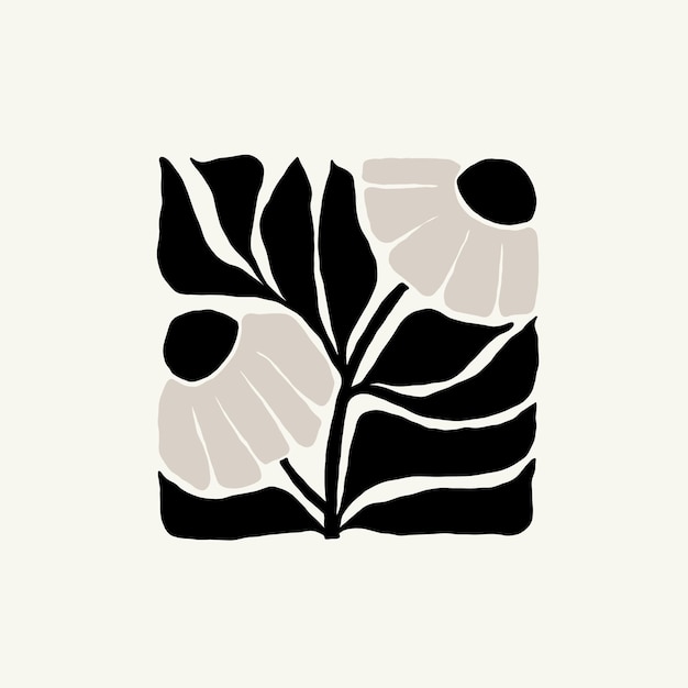 Elementos abstractos florales oscuros Composición botánica Estilo minimalista moderno y de moda