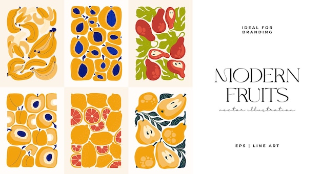 Elementos abstractos de frutas Composición de comida y salud Estilo minimalista Matisse de moda moderno