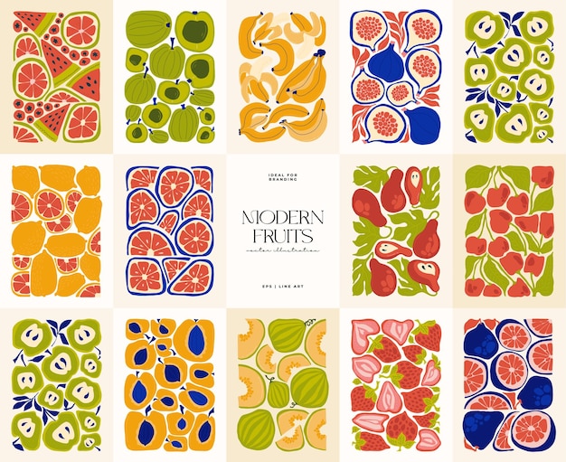 Elementos abstractos de frutas Composición de comida y salud Estilo minimalista Matisse de moda moderno
