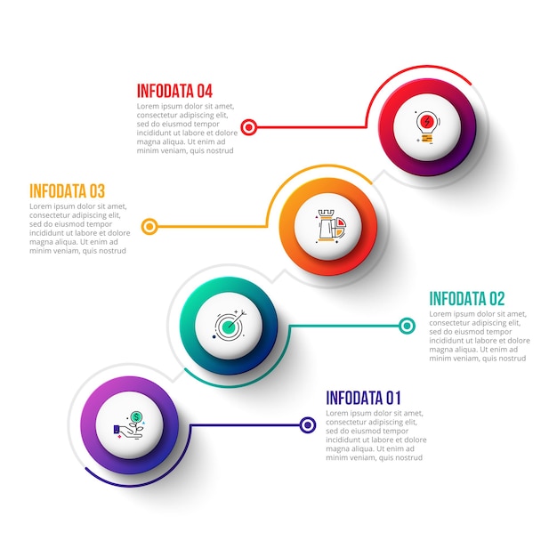 Elementos abstractos de gráfico, diagrama con 4 pasos. concepto creativo para infografía.