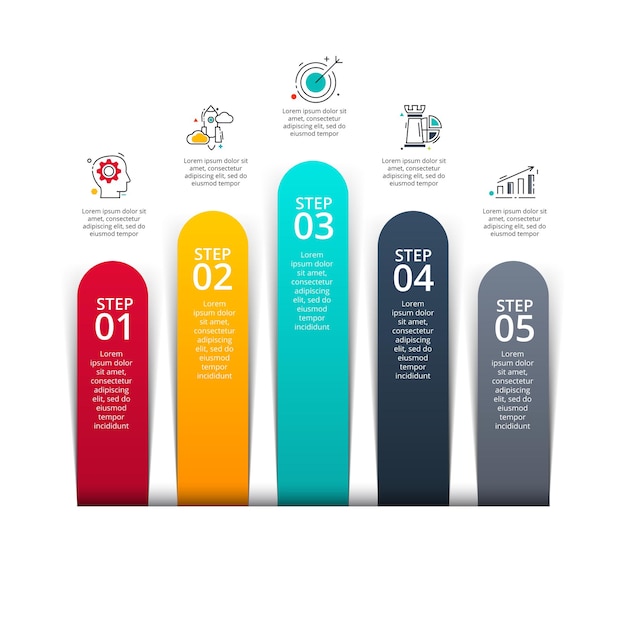 Elementos abstractos de gráfico, diagrama con 5 opciones. Concepto creativo para infografía.