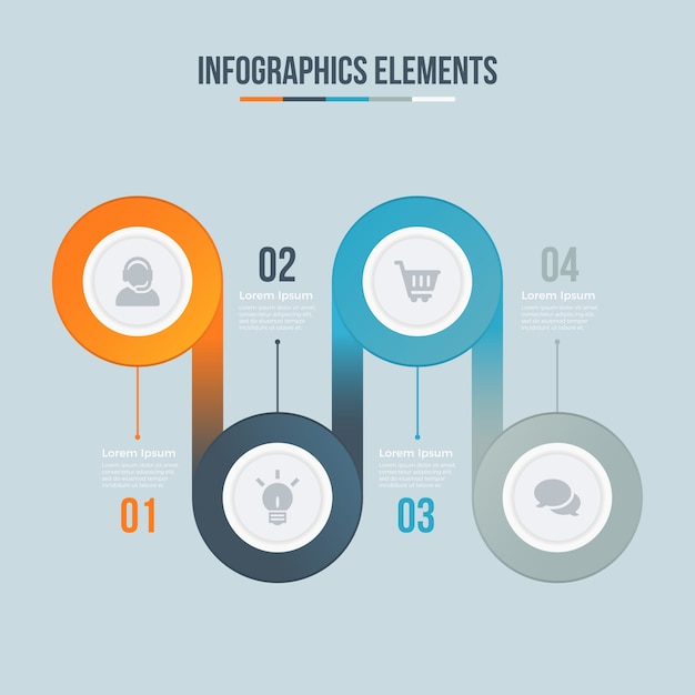 Elementos abstractos de gráfico, diagrama con pasos, opciones, partes o procesos