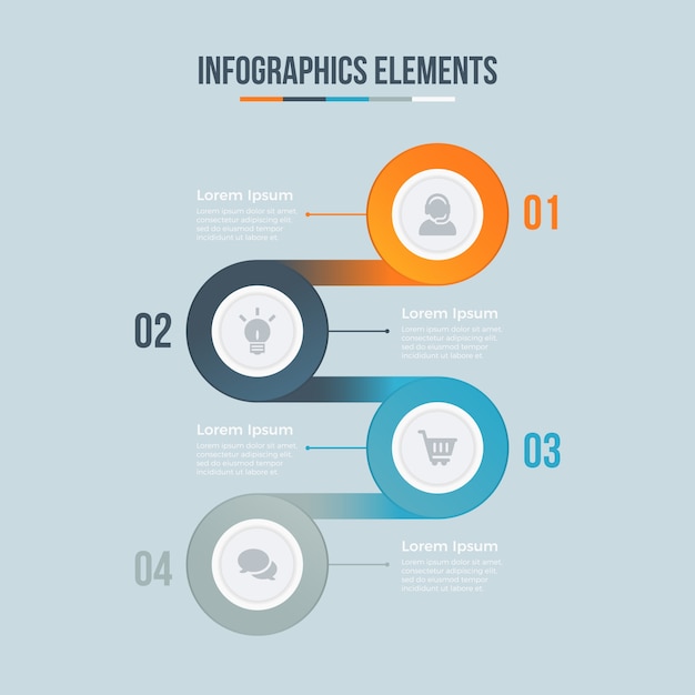 Elementos abstractos de gráfico, diagrama con pasos, opciones, partes o procesos