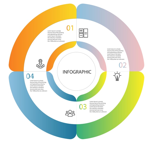 Elementos abstractos Infografía círculo forma datos vector Plantilla Proceso concepto Paso para estrategia