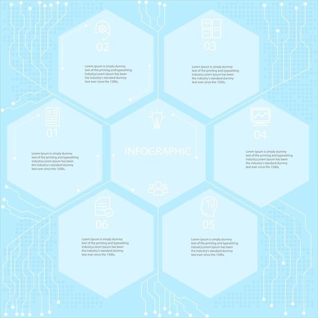 Elementos abstractos Infografía hexágono forma datos vector Plantilla Proceso concepto Paso