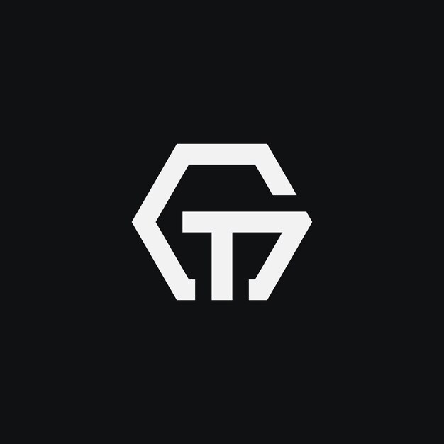 Elementos abstractos del logotipo del icono del monograma de las letras GT y TG.