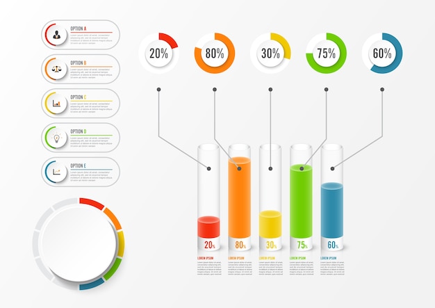 Elementos abstractos de plantilla de infografía con etiqueta. concepto de negocio con 5 opciones.