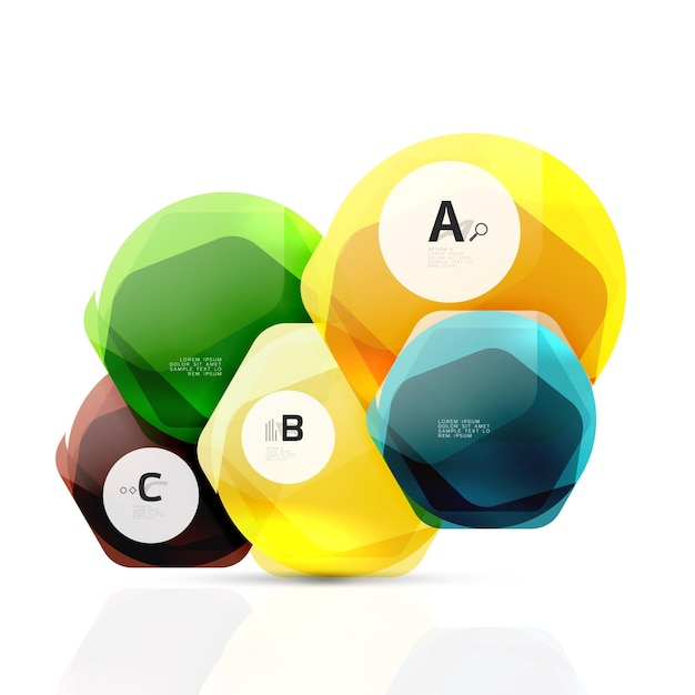 Elementos acuáticos hexagonales geométricos Fondo de plantilla vectorial para opciones de número de diagrama de diseño de flujo de trabajo de impresión o banner de diseño web